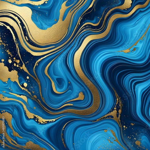 blue and gold tile marble background photo