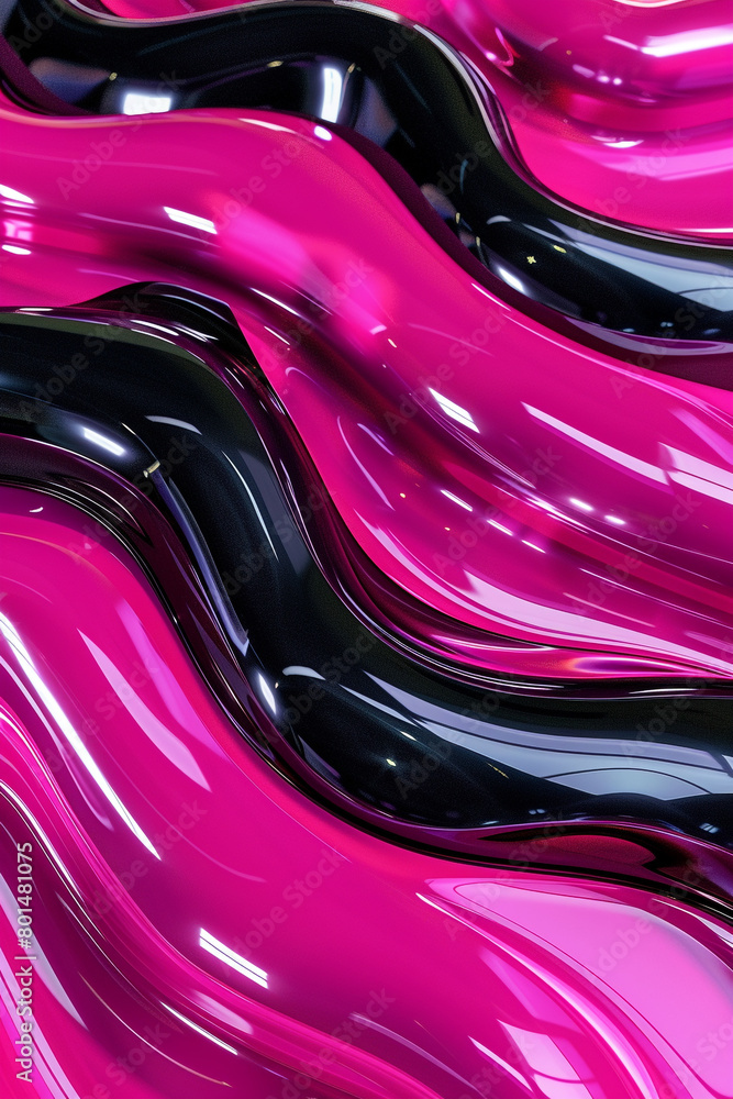 Neon bright pink and glossy black waves, vibrant and modern for trendy fashion outlets Neon bright pink and glossy black waves, vibrant and modern for trendy fashion outlets