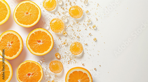 orange fruit slices on white background