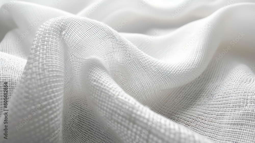 A white fabric with a pattern of holes A white fabric with a pattern of holes