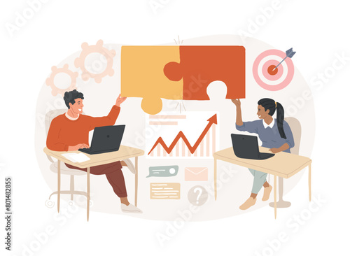 Job sharing isolated concept vector illustration.