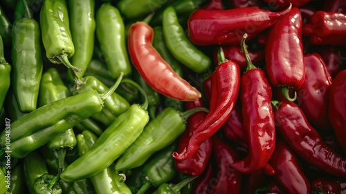 spicy green and red chilies photo