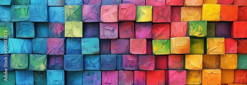 colorful block cube wall