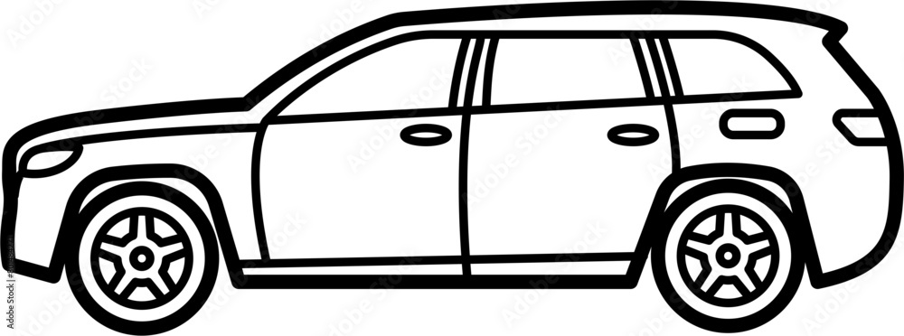 SUV Vector Outline Illustration SUV Vector Outline Illustration