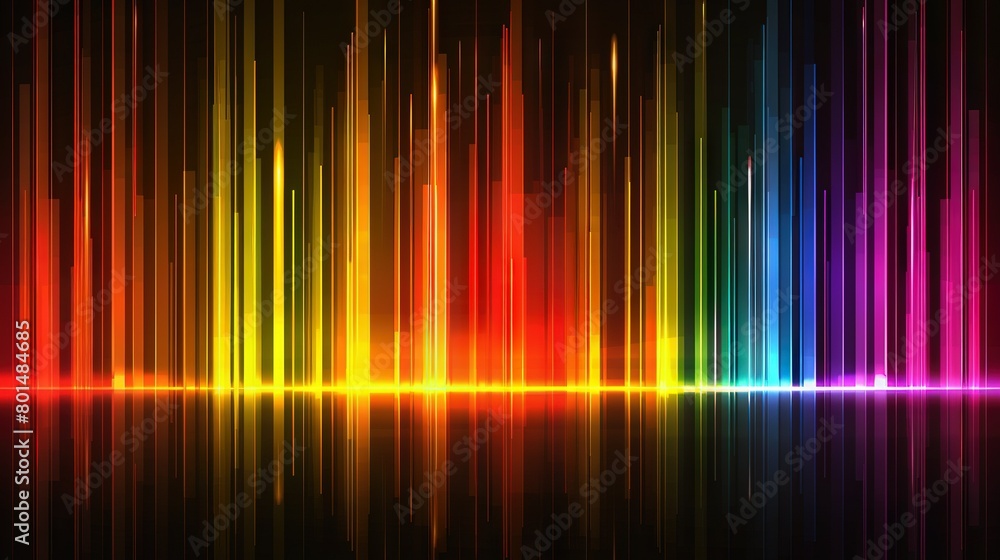   Rainbow-colored wallpaper on a black background with reflective light from above