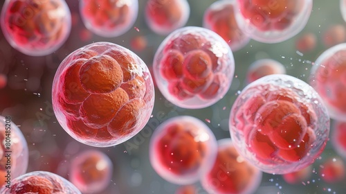microscopic view of human embryonic stem cells 3d rendering