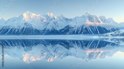  Mountain range with lake in foreground & mountains in background featuring clouds in the sky