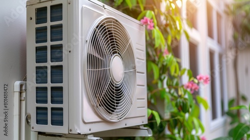 Obraz na płótnie 3d visualization showing air conditioning unit in operation and hvac system working efficiently