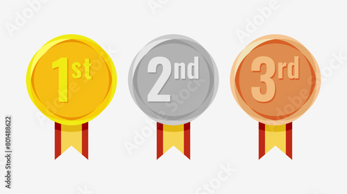 Winner Gold, Silver, Bronze. 1st 2nd 3rd medal first place second third Placement Achievement award winner badge guarantee winning prize ribbon symbol sign icon logo template 