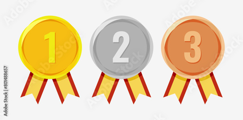 Winner Gold, Silver, Bronze. 1st 2nd 3rd medal first place second third Placement Achievement award winner badge guarantee winning prize ribbon symbol sign icon logo template 