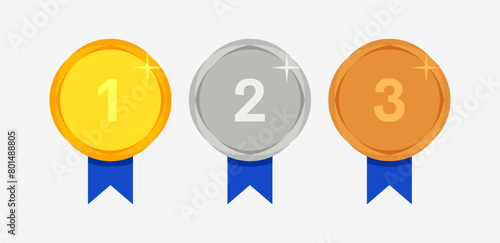 Winner Gold, Silver, Bronze. 1st 2nd 3rd medal first place second third Placement Achievement award winner badge guarantee winning prize ribbon symbol sign icon logo template 