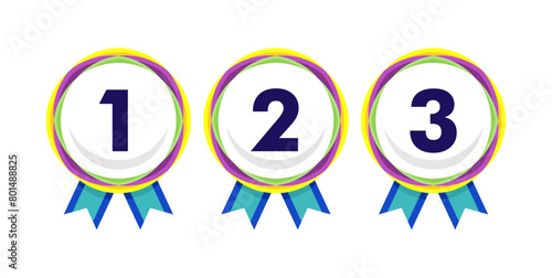 Winner Gold, Silver, Bronze. 1st 2nd 3rd medal first place second third Placement Achievement award winner badge guarantee winning prize ribbon symbol sign icon logo template 