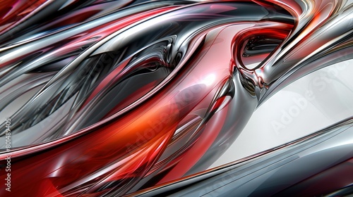   Red, Black, White Abstract Design Metal Foil © Sonya