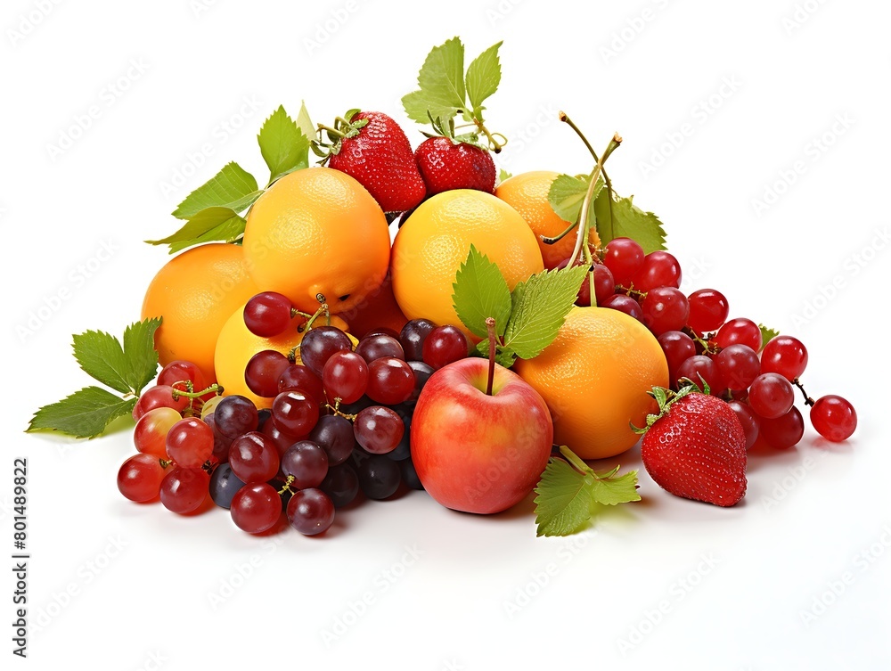 Fruits and berries isolated on white background Fruits and berries isolated on white background