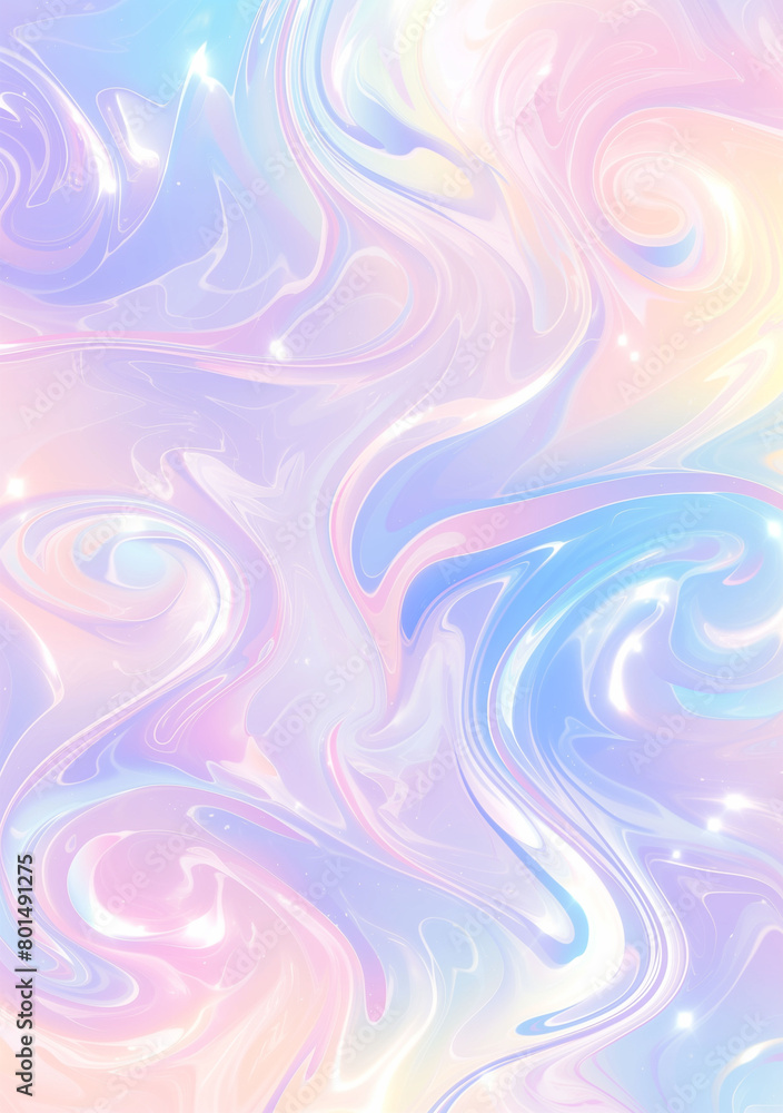 Fototapeta premium Metallic foil liquid swirl pattern background in pastel tones