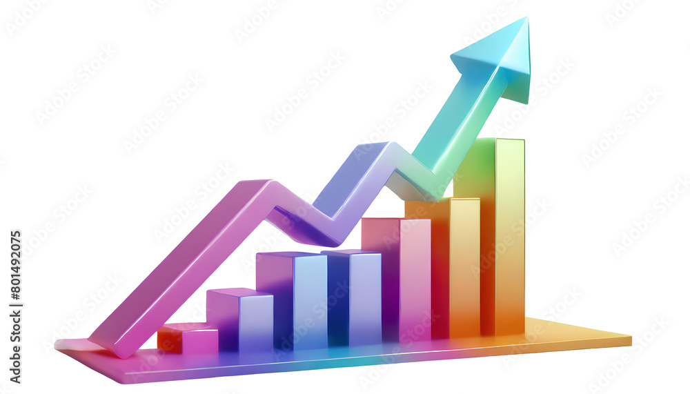 Business graph in rainbow colors with arrow Business graph in rainbow colors with arrow
