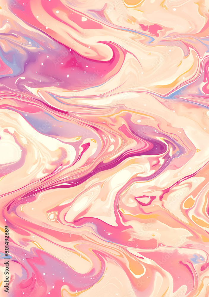 Abstract background with retro marble swirls in pastel tones and textured finishes