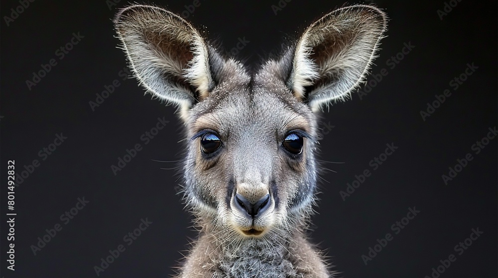 A close-up of a kangaroo's face, with a very blurry look on its face A close-up of a kangaroo's face, with a very blurry look on its face