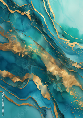 Abstract background with sapphire marble and gold fleck veins, creating an illusion of rivers of gold