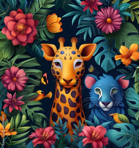 flat design background from painted animals