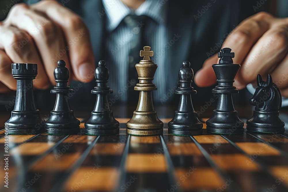 Chess pieces on board poised for strategy Chess pieces on board poised for strategy