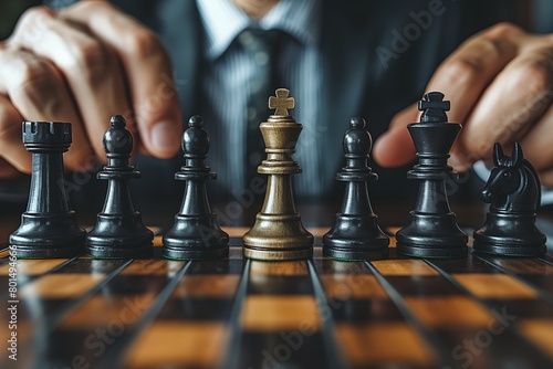 Chess pieces on board poised for strategy