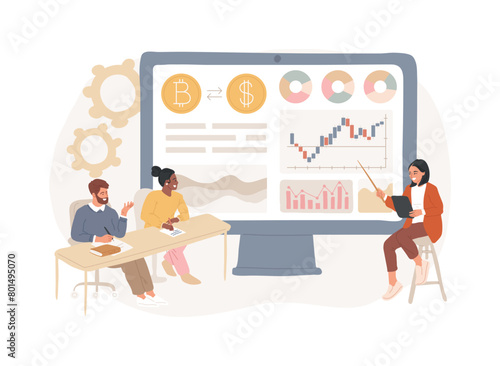Cryptocurrency trading courses isolated concept vector illustration.