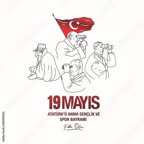 Happy 19 May Commemoration of Atatürk, Youth and Sports Day.  Turkish Translate: 19 Mayıs Atatürk'ü Anma Gençlik ve Spor Bayramı kutlu olsun.
