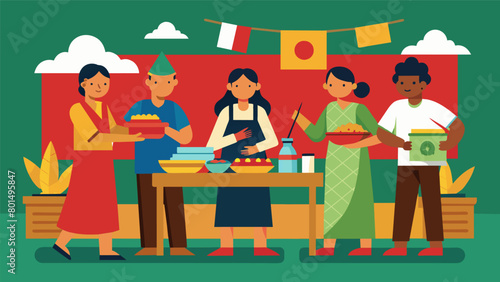 Local artists selling handmade crafts displaying their love for their country through their work.. Vector illustration