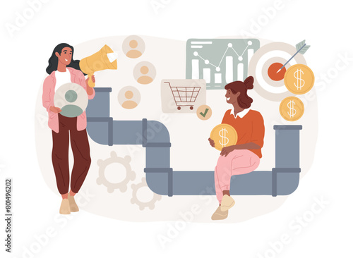 Sales pipeline management isolated concept vector illustration.