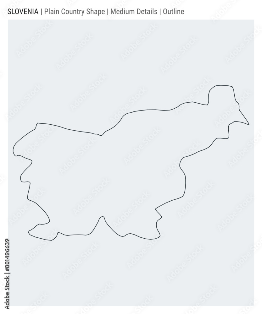 Slovenia plain country map. Medium Details. Outline style. Shape of Slovenia. Vector illustration.