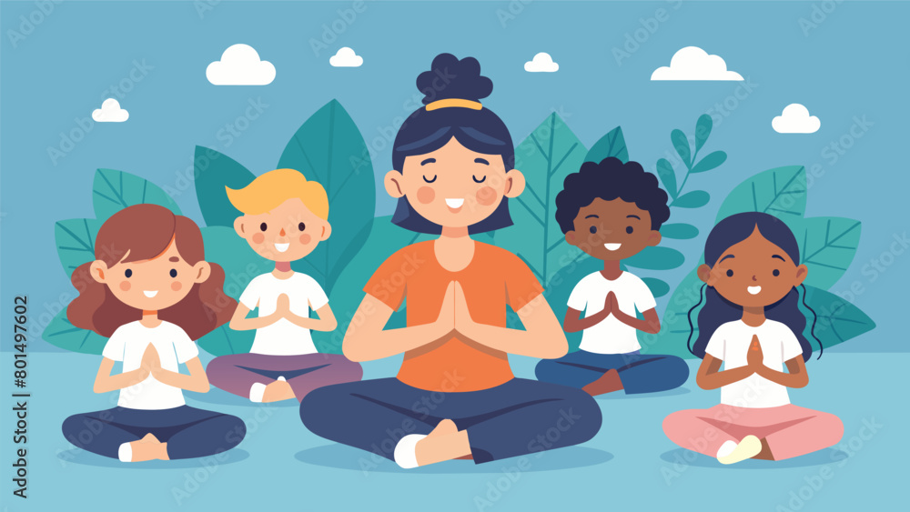 A diverse group of children meditate peacefully before beginning their martial arts training learning the importance of selfreflection and A diverse group of children meditate peacefully before beginning their martial arts training learning the importance of selfreflection and