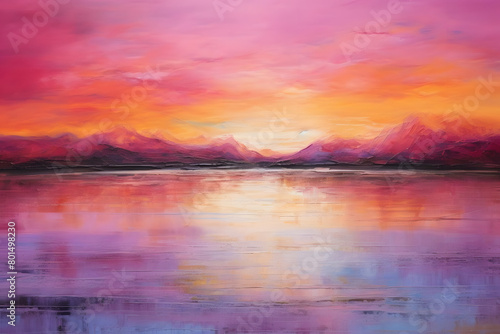 Serene Sunset Serenity, abstract art, painting, background wallpaper, generative ai