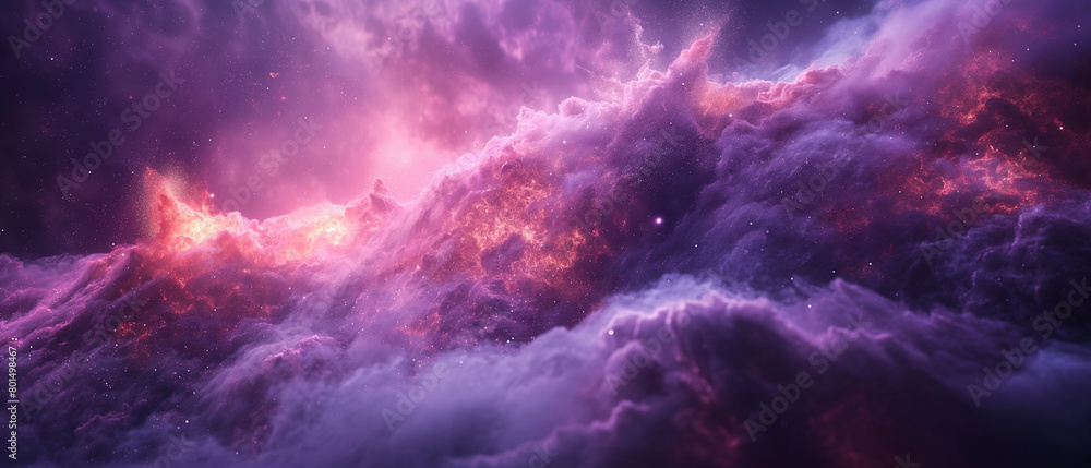 Artistic Cosmic Nebula in Purple, Pink, and Blue Hues