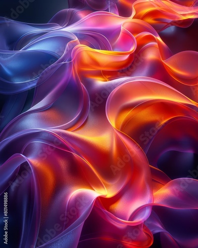 Create an abstract image of colorful  flowing shapes