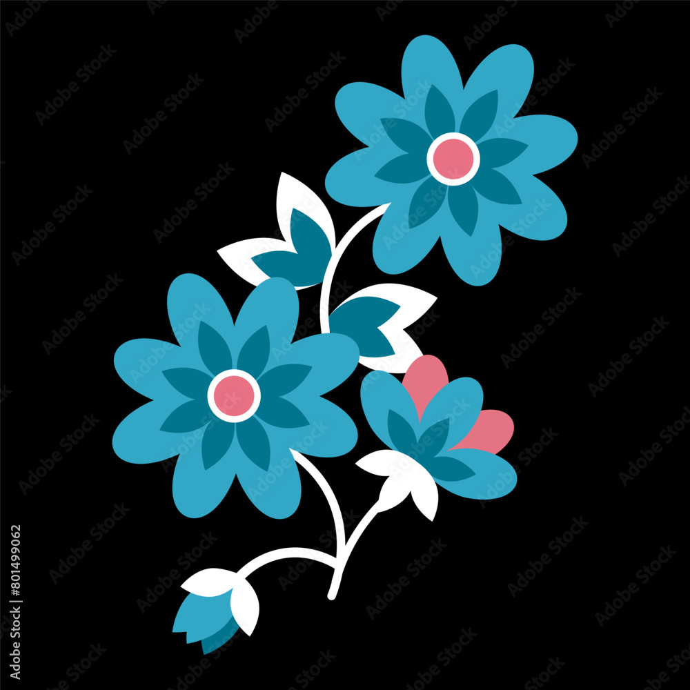 Obraz premium Composition of Mexican flowers ethnic embroidery