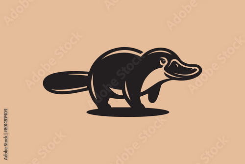 Cute platypus. Logo, Icon. Vector illustration. Simple, modern design