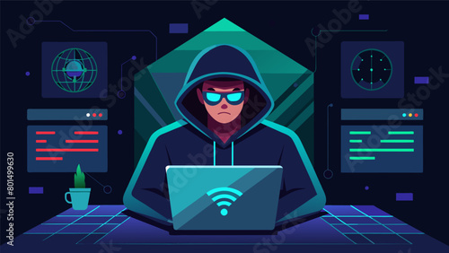 A hacker in a dark room using their quantum computing brain extensions to break into secure systems and access highly classified information..