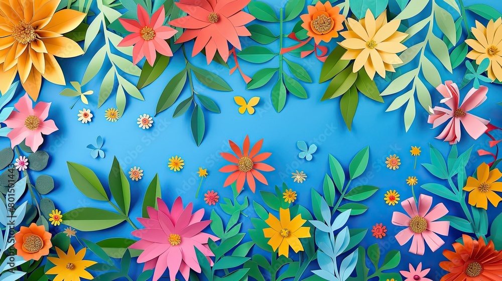 Colorful paper flowers. Generative AI Colorful paper flowers. Generative AI