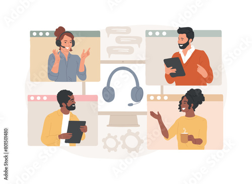 Online conference isolated concept vector illustration.