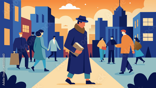 Walking through a crowded city street a poet observes the bustling world around them using their observations as inspiration for a piece about urban.