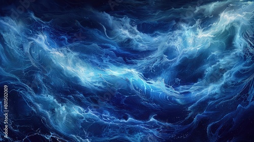 Dark blue ocean waves. Generative AI photo