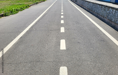 Wallpaper Mural Grey asphalt treadmill or bike path with white markings Torontodigital.ca