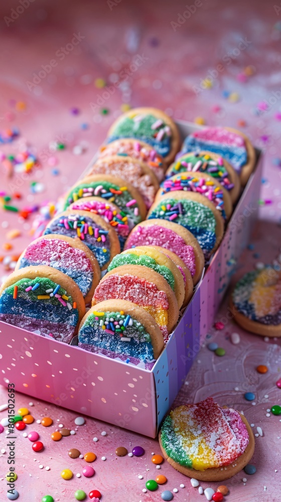 top view of cookies of rainbow