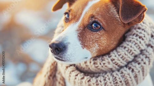 a dog in clothes with a close-up shot, showcasing the intricate details of their outfit and the endearing expression on their face.