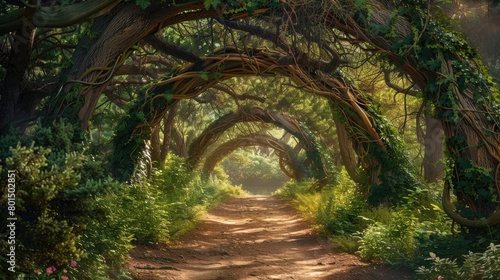 Forest branch archway. Generative AI