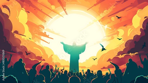 ascension day jesus poster, the day he atoned for his children's sins by ascending to heaven photo