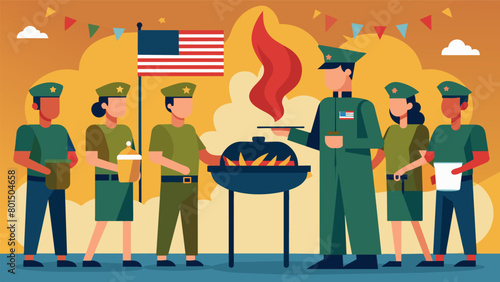From the front lines to the grill A BBQ in honor of our courageous military personnel. Vector illustration