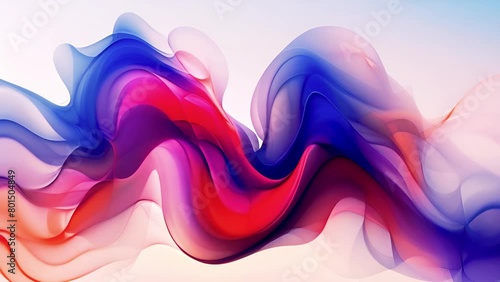 Neon rainbow blue,purple pink smoke lines moving. Abstract color smoke line on white screen. 4K loop motion background, light strokes visual element. Flowing neon fire, smoke, wisp fluid waves  photo