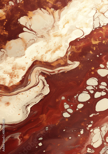 Abstract background featuring burgundy marble with swirls of cream and dusted bronze sparkles